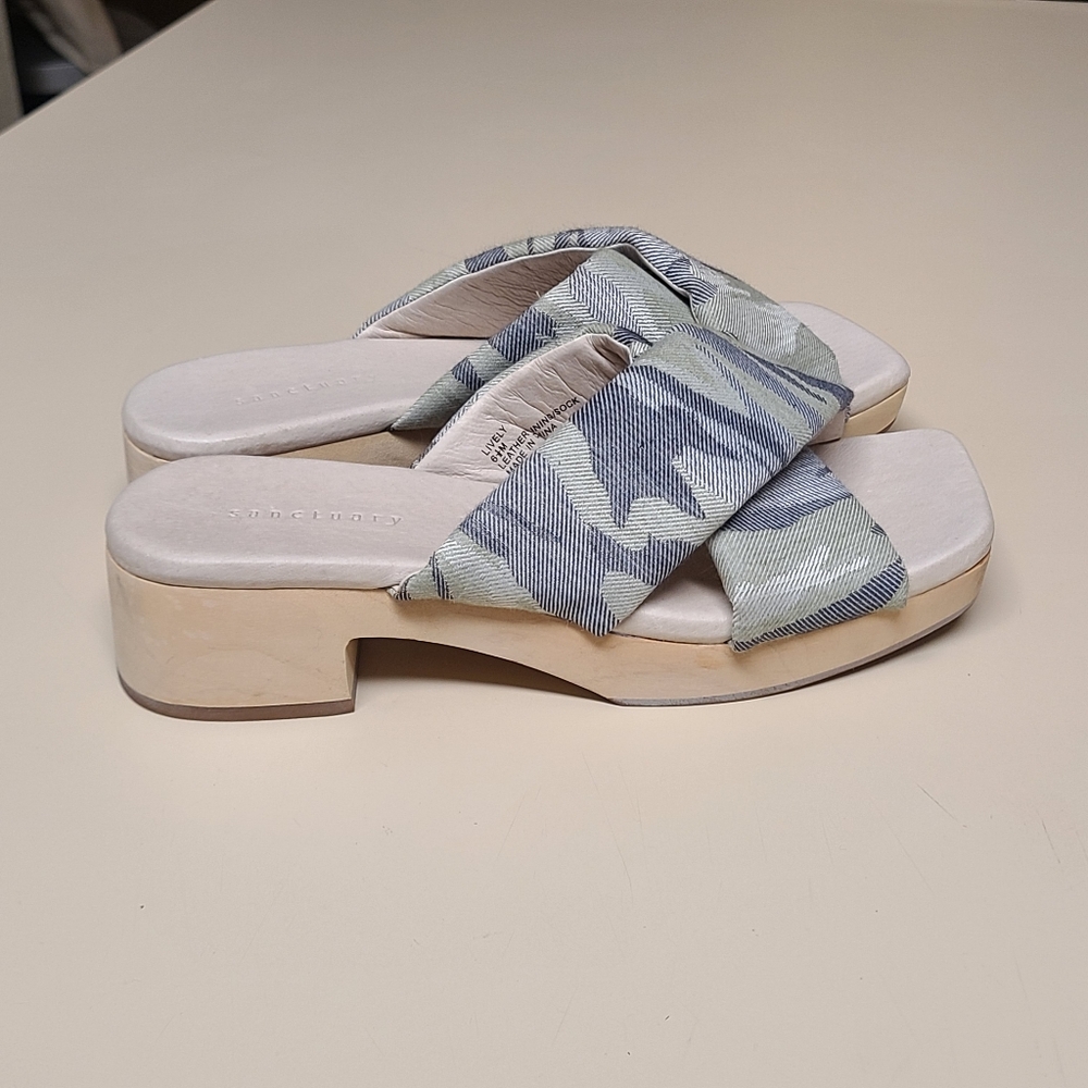 Sanctuary Lively Camo cross strap chunky block heel mule sandals size 6 1/2 - Picture 7 of 11